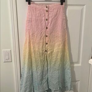 Pastel Ombre Button-Down Skirt